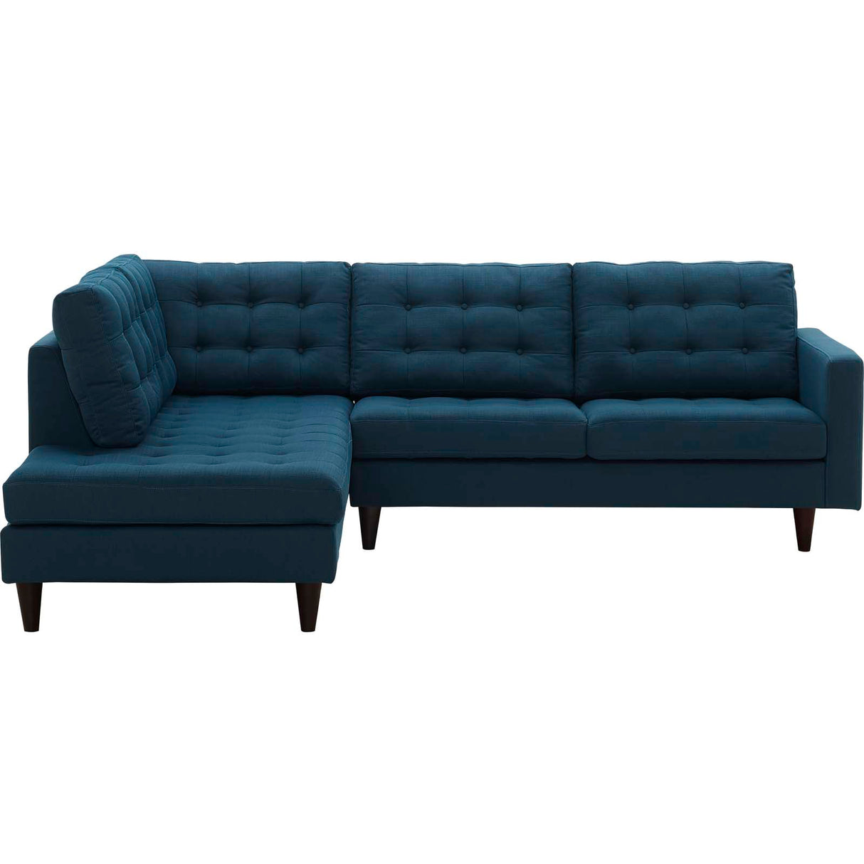 Upholstered Fabric Empress 2 Piece Upholstered Fabric Left Facing Bumper Sectional - BUILDMYPLACE