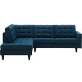 Upholstered Fabric Empress 2 Piece Upholstered Fabric Left Facing Bumper Sectional - BUILDMYPLACE