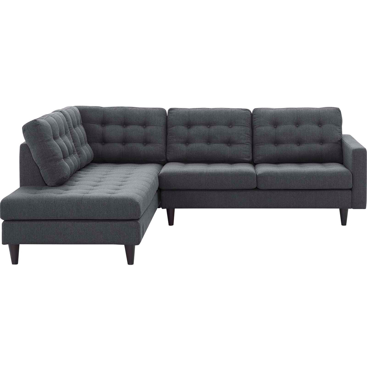 Upholstered Fabric Empress 2 Piece Upholstered Fabric Left Facing Bumper Sectional - BUILDMYPLACE