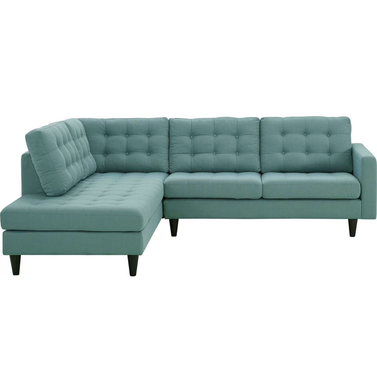 Upholstered Fabric Empress 2 Piece Upholstered Fabric Left Facing Bumper Sectional - BUILDMYPLACE