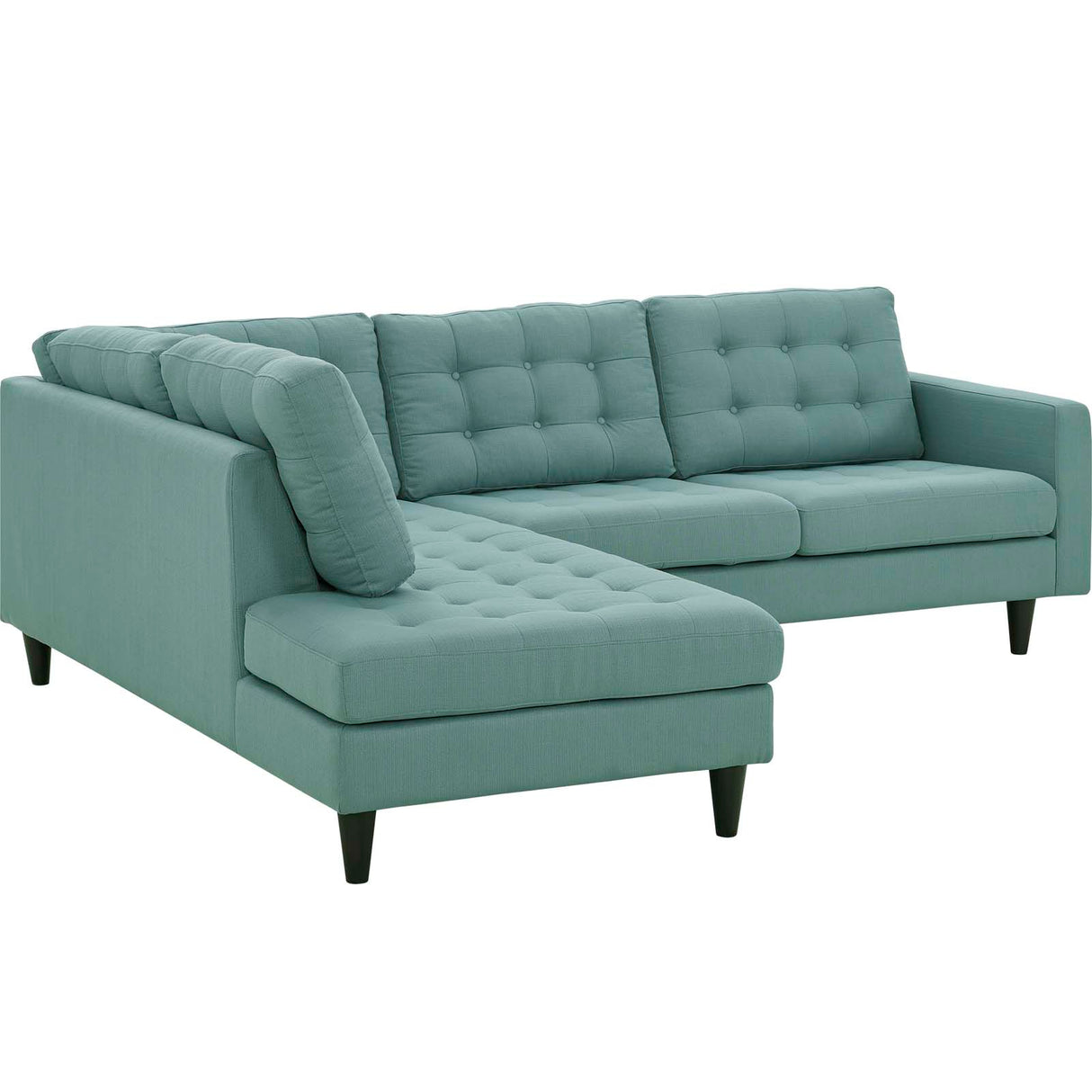 Upholstered Fabric Empress 2 Piece Upholstered Fabric Left Facing Bumper Sectional - BUILDMYPLACE