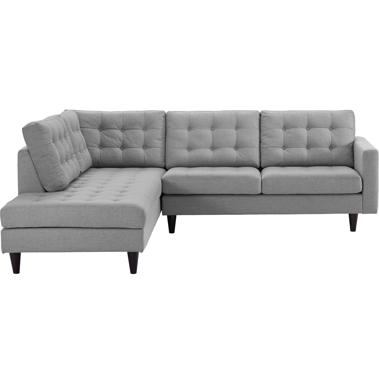 Upholstered Fabric Empress 2 Piece Upholstered Fabric Left Facing Bumper Sectional - BUILDMYPLACE