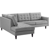 Upholstered Fabric Empress 2 Piece Upholstered Fabric Left Facing Bumper Sectional