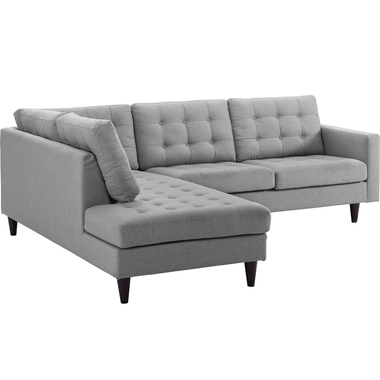 Upholstered Fabric Empress 2 Piece Upholstered Fabric Left Facing Bumper Sectional - BUILDMYPLACE