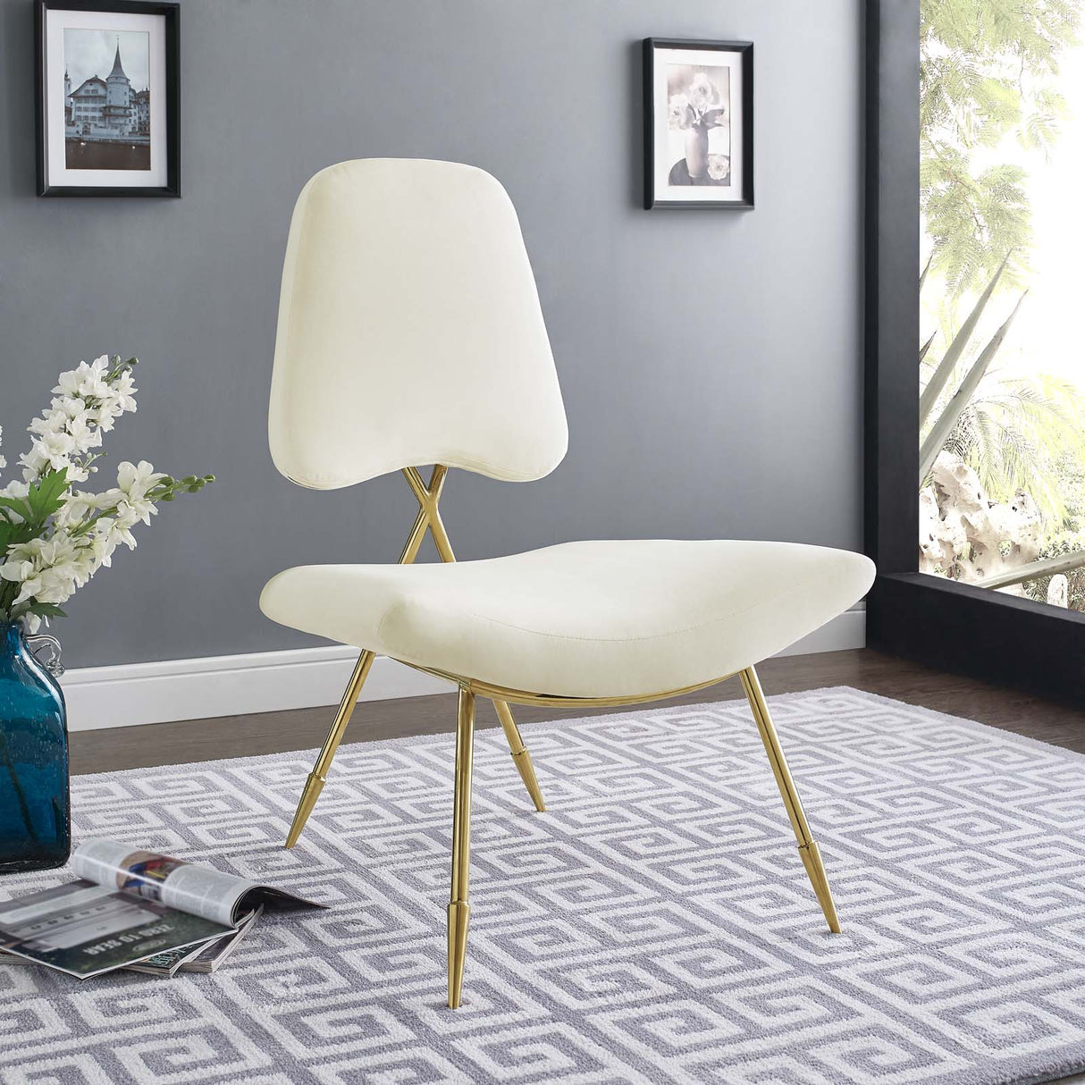 Modern Upholstered Ponder Performance Velvet Lounge Chair - Club Chair - BUILDMYPLACE