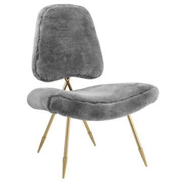 Modern Upholstered Ponder Sheepskin Fur Lounge Chair -Club Chair