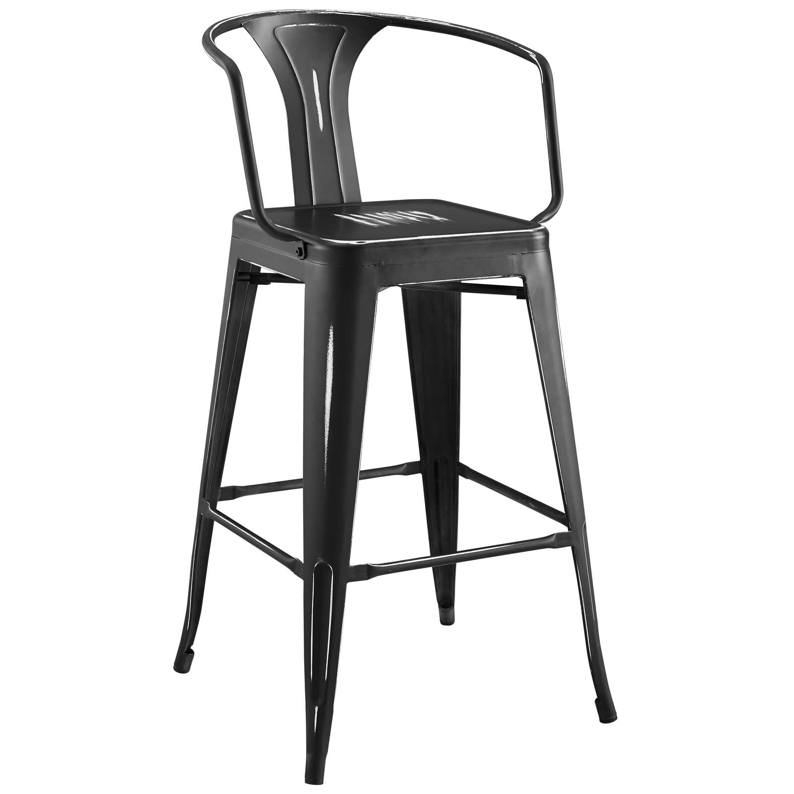 Industrial Promenade Bistro Bar Stool With Arms - Farmhouse Bar Chairs