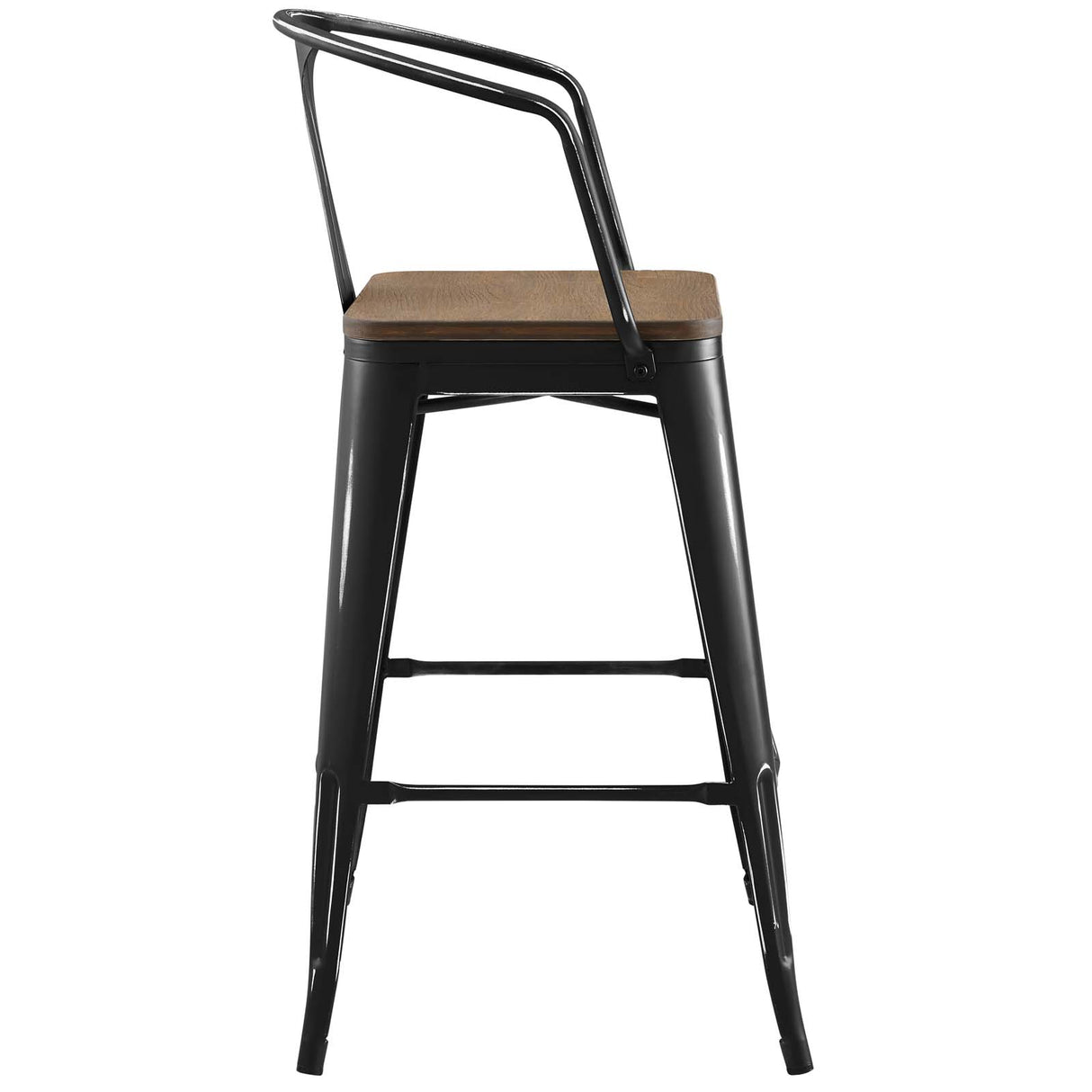 Industrial Promenade Bistro Bar Stool With Arms And Bamboo Seat - Farmhouse Bar Chairs - BUILDMYPLACE