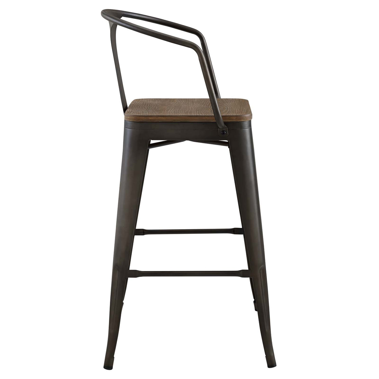 Industrial Promenade Bistro Bar Stool With Arms And Bamboo Seat - Farmhouse Bar Chairs - BUILDMYPLACE