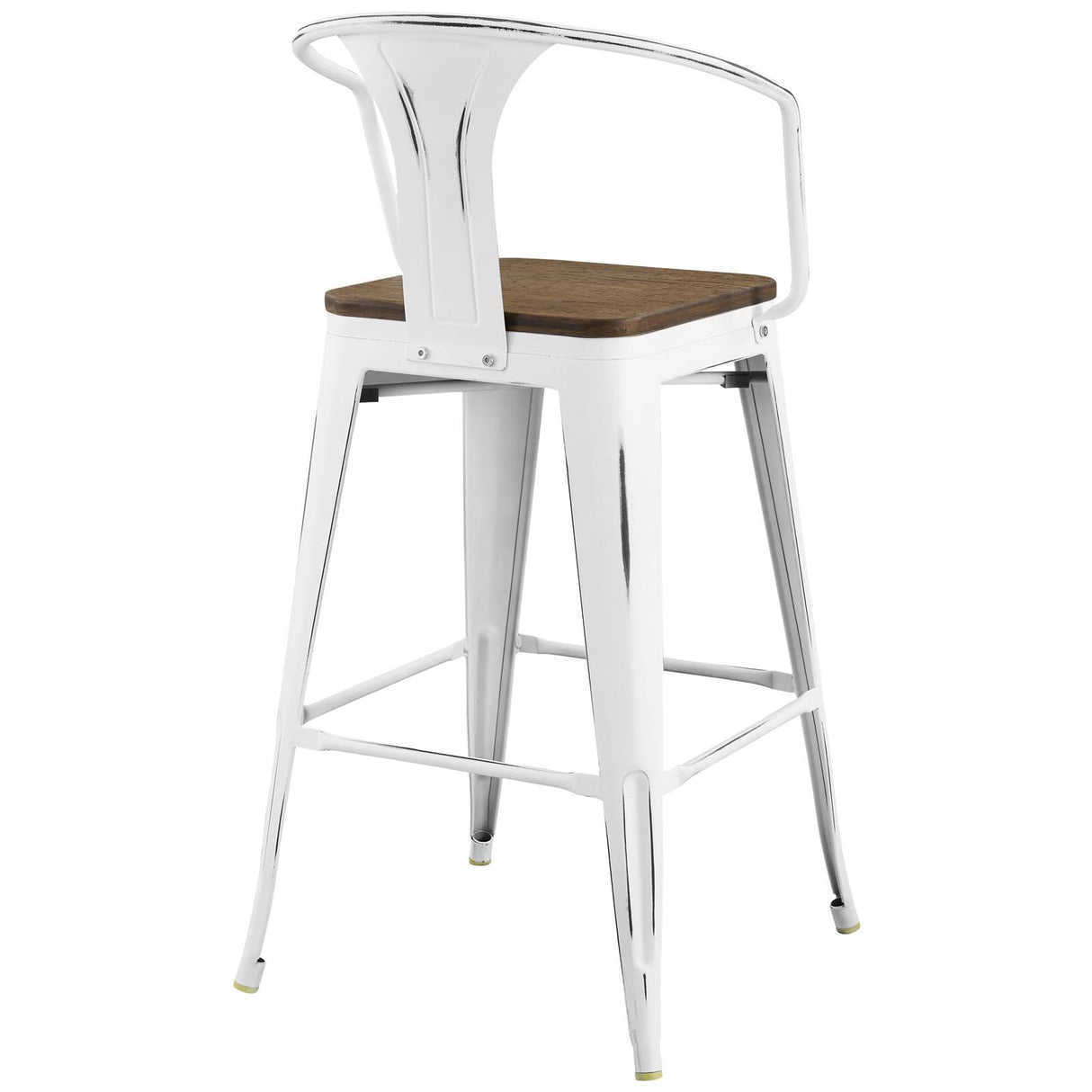 Industrial Promenade Bistro Bar Stool With Arms And Bamboo Seat - Farmhouse Bar Chairs - BUILDMYPLACE