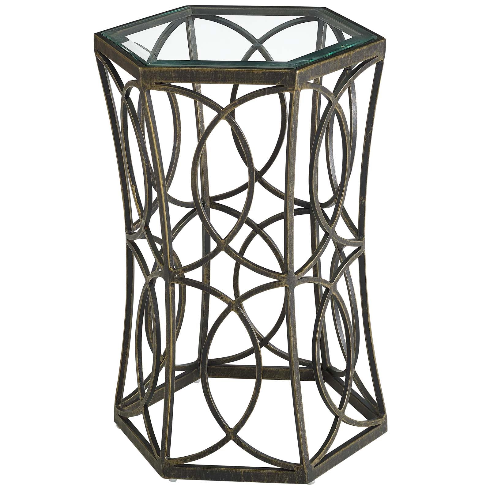 Contemporary Modern Circle 15.5" Side Table - Glass Top Round Side Table