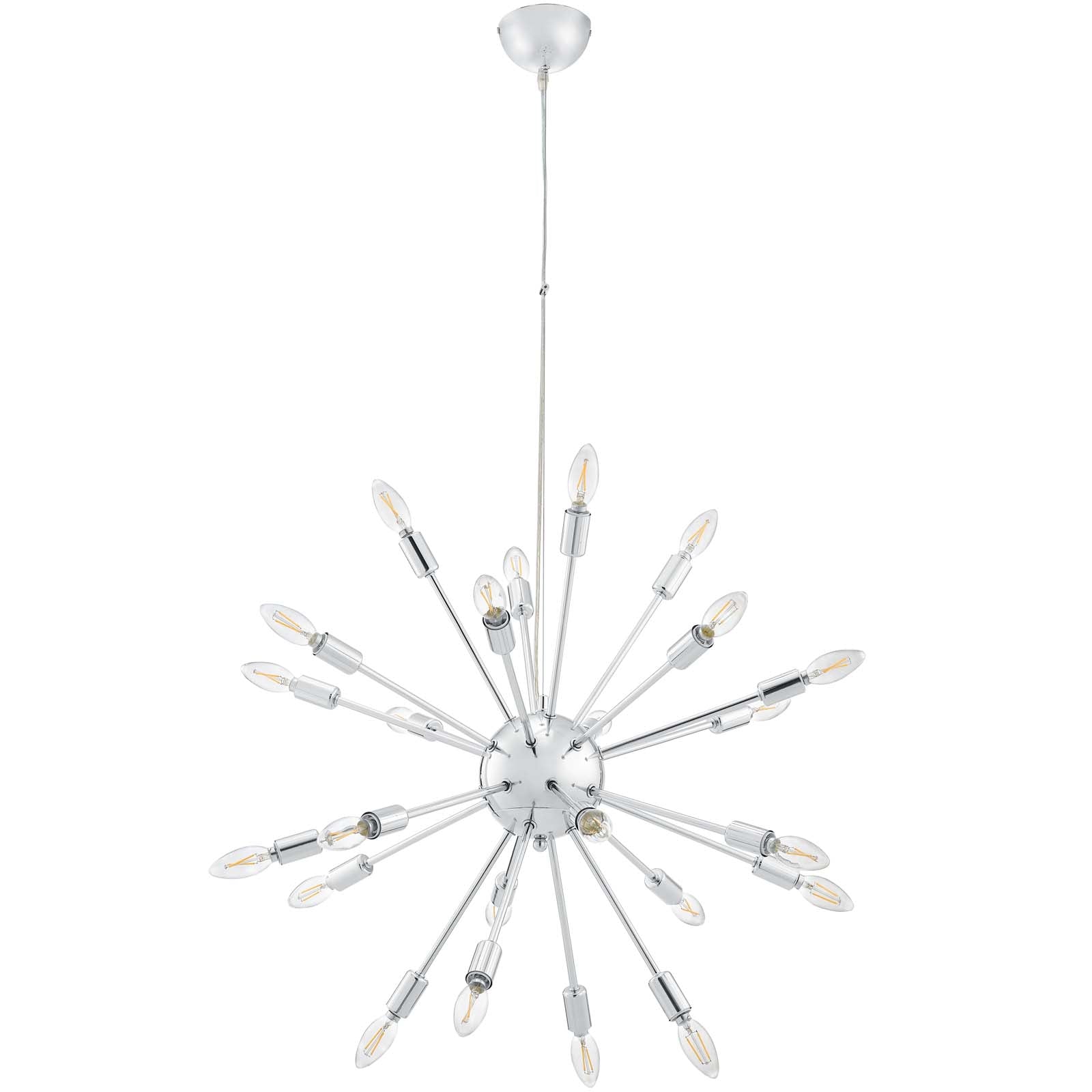 Mid-Century Silver Pendant Gamut Chandelier - 25W x 20 - Chrome Plated - Air-Powered