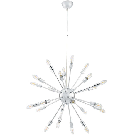 Mid-Century Silver Pendant Gamut Chandelier - 25W x 20 - Chrome Plated - Air-Powered - BUILDMYPLACE