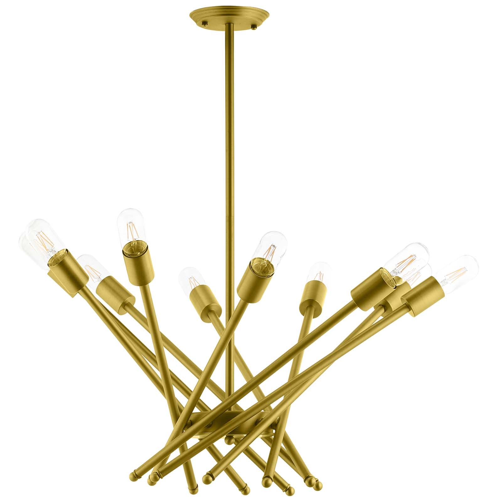 Mid-Century Golden Cherish Brass Array Pendant - 25W, 120V - E26 Bulb (not included) - Adjustable Lamp Arm
