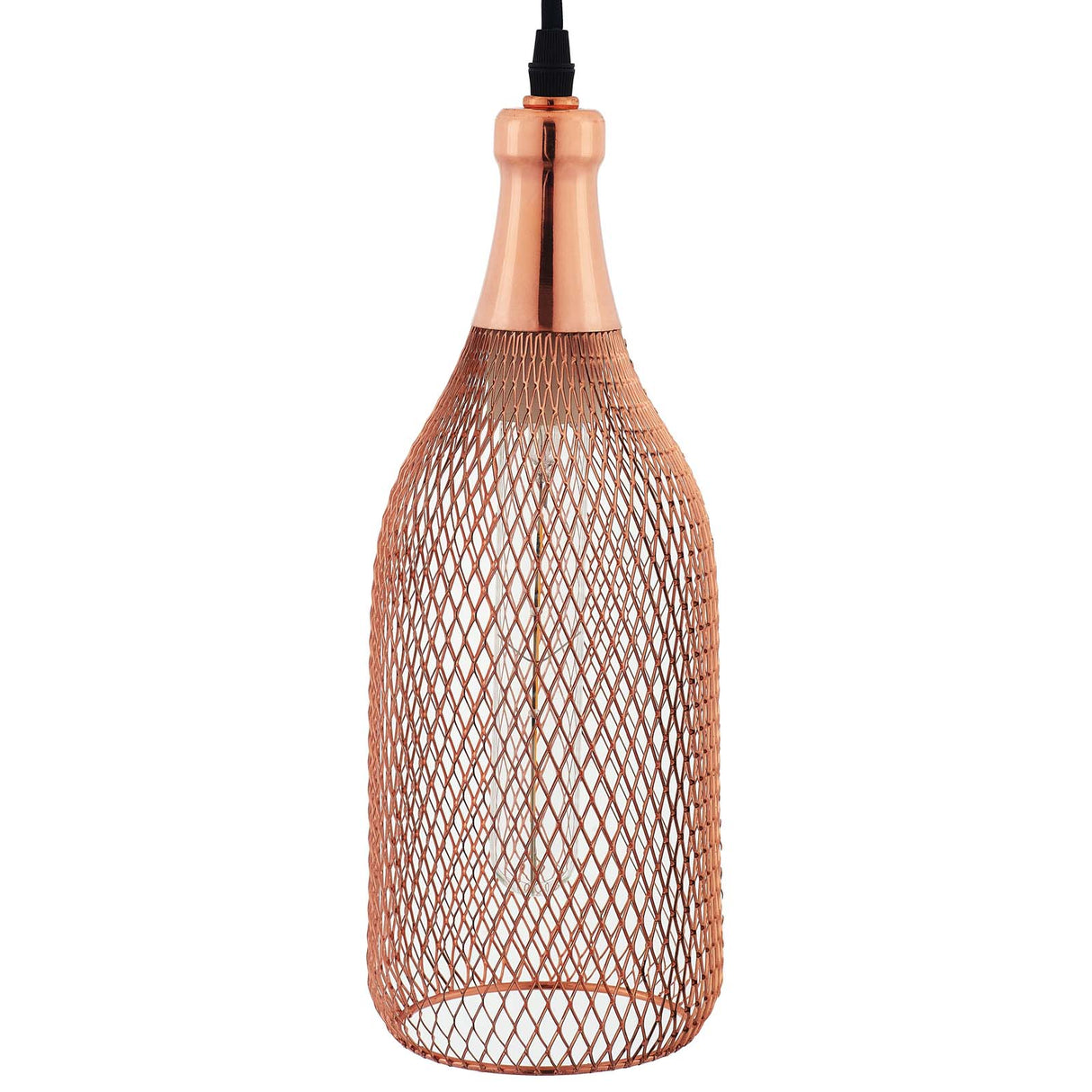 Plated Rose Gold Glimmer Pendant Light - Weaved Metal Wire Pattern W/ Diamond Cutouts - BUILDMYPLACE