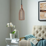 Plated Rose Gold Glimmer Pendant Light - Weaved Metal Wire Pattern W/ Diamond Cutouts - BUILDMYPLACE