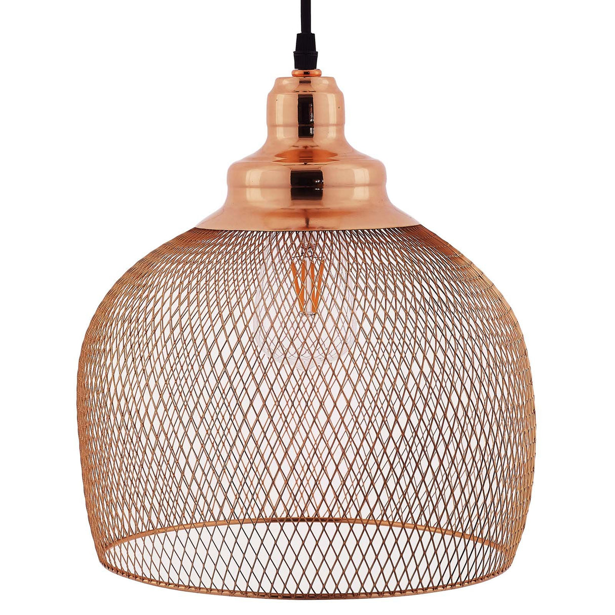 Plated Rose Gold Glimmer Pendant Light - Weaved Metal Wire Pattern W/ Diamond Cutouts - BUILDMYPLACE