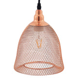 Plated Rose Gold Glimmer Pendant Light - Weaved Metal Wire Pattern W/ Diamond Cutouts - BUILDMYPLACE