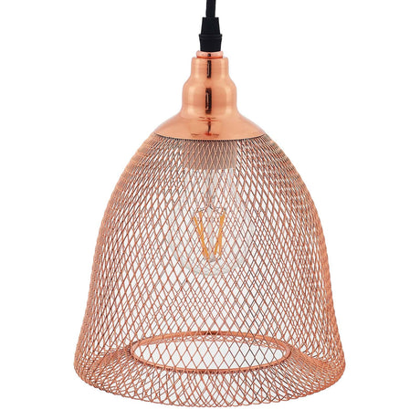 Plated Rose Gold Glimmer Pendant Light - Weaved Metal Wire Pattern W/ Diamond Cutouts - BUILDMYPLACE