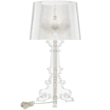 Acrylic French Grande Modern Table Lamp - Pleated Drum Shade - E12 25W Bulb (Not Included)