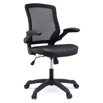 Veer Vinyl Office Chair with Mesh Back and Flip-Up Arms - For Computer Desk