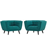 Modern Bestow Tufted Upholstered Fabric Loveseat Sofa - Mid Century Modern Accent ArmChair - BUILDMYPLACE