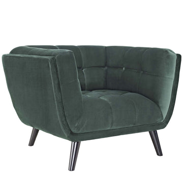 Modern Bestow Tufted Upholstered Velvet Loveseat Sofa - Mid Century Modern Accent ArmChair
