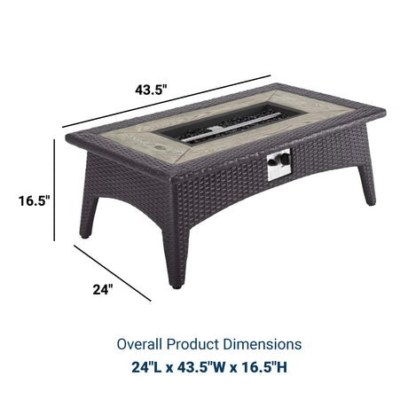 Splendor 43.5 Inch Rectangle Outdoor Patio Fire Pit Table - BUILDMYPLACE
