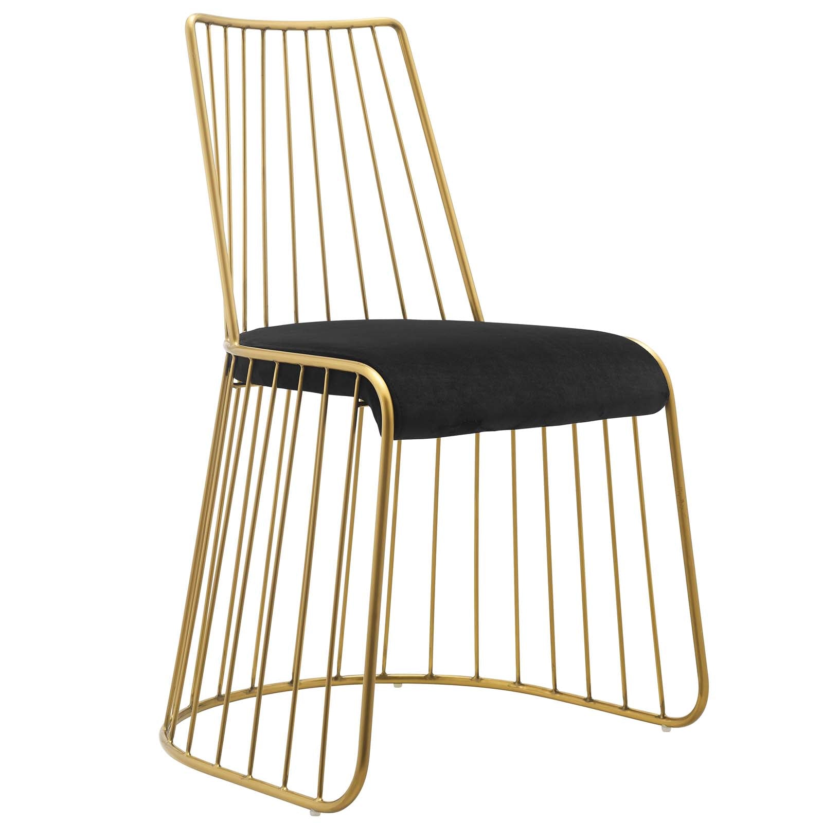 RIvulet Gold Stainless Steel Performance Velvet Dining Armless Chair