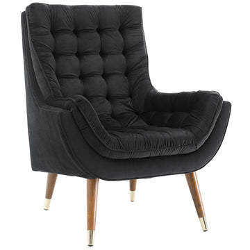 Modern Upholstered Performance Suggest Button Tufted Velvet Lounge Chair