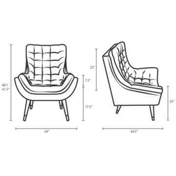 Modern Upholstered Performance Suggest Button Tufted Velvet Lounge Chair