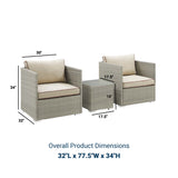 Repose 3 Piece Outdoor Patio Sectional Set - BUILDMYPLACE
