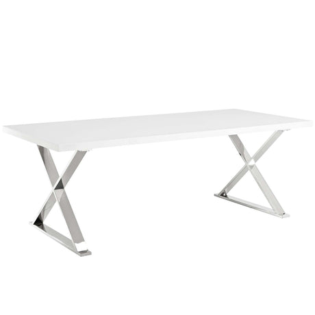 Modern Sector Dining Table - Stainless Steel X base - 30" H Dining Room Table - BUILDMYPLACE
