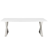 Modern Sector Dining Table - Stainless Steel X base - 30" H Dining Room Table - BUILDMYPLACE