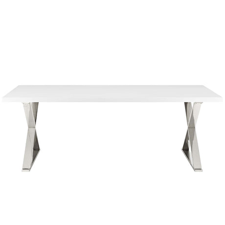 Modern Sector Dining Table - Stainless Steel X base - 30" H Dining Room Table - BUILDMYPLACE