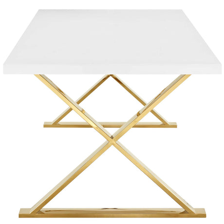 Modern Sector Dining Table - Stainless Steel X base - 30" H Dining Room Table - BUILDMYPLACE