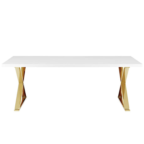 Modern Sector Dining Table - Stainless Steel X base - 30" H Dining Room Table - BUILDMYPLACE