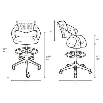 Thrive Mesh Drafting Chair- Reception Desk Chair - Drafting Stool Chair Adjustable Height with Flip-up Arms