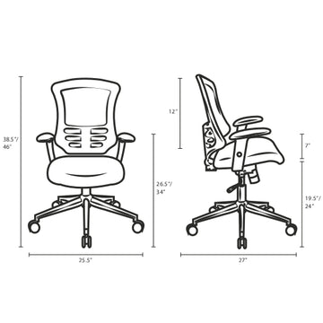 Mid Back Calibrate Mesh Office Chair with Padded Armrest- Ergonomic  Computer Desk