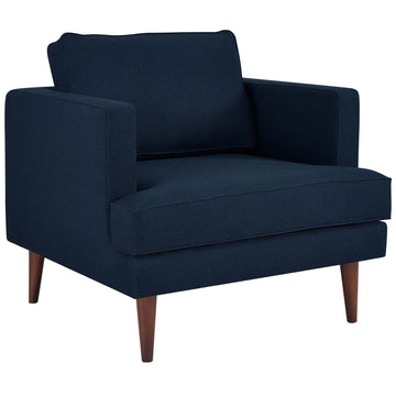 Contemporary Agle Fabric Upholstered Lounge Armchair - Tufted Back Lounge Chairs Seat