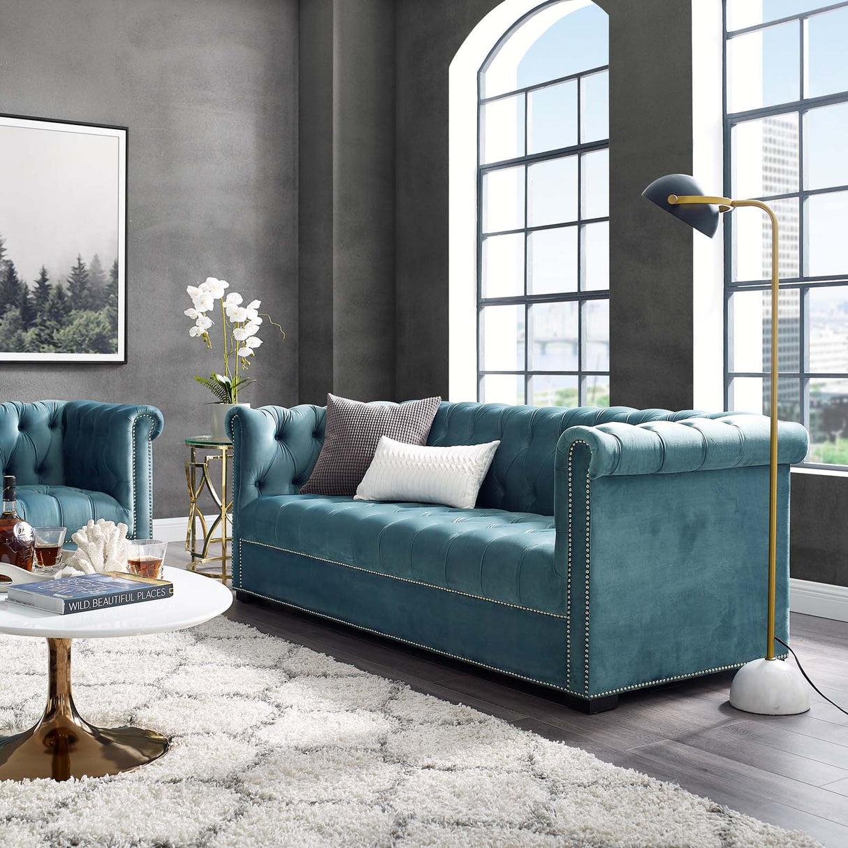 Heritage Performance Velvet Sofa - BUILDMYPLACE