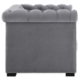 Modern Occasional Heritage Performance Velvet Armchair - Tufted Lounge Chair With Nailhead Trim - BUILDMYPLACE