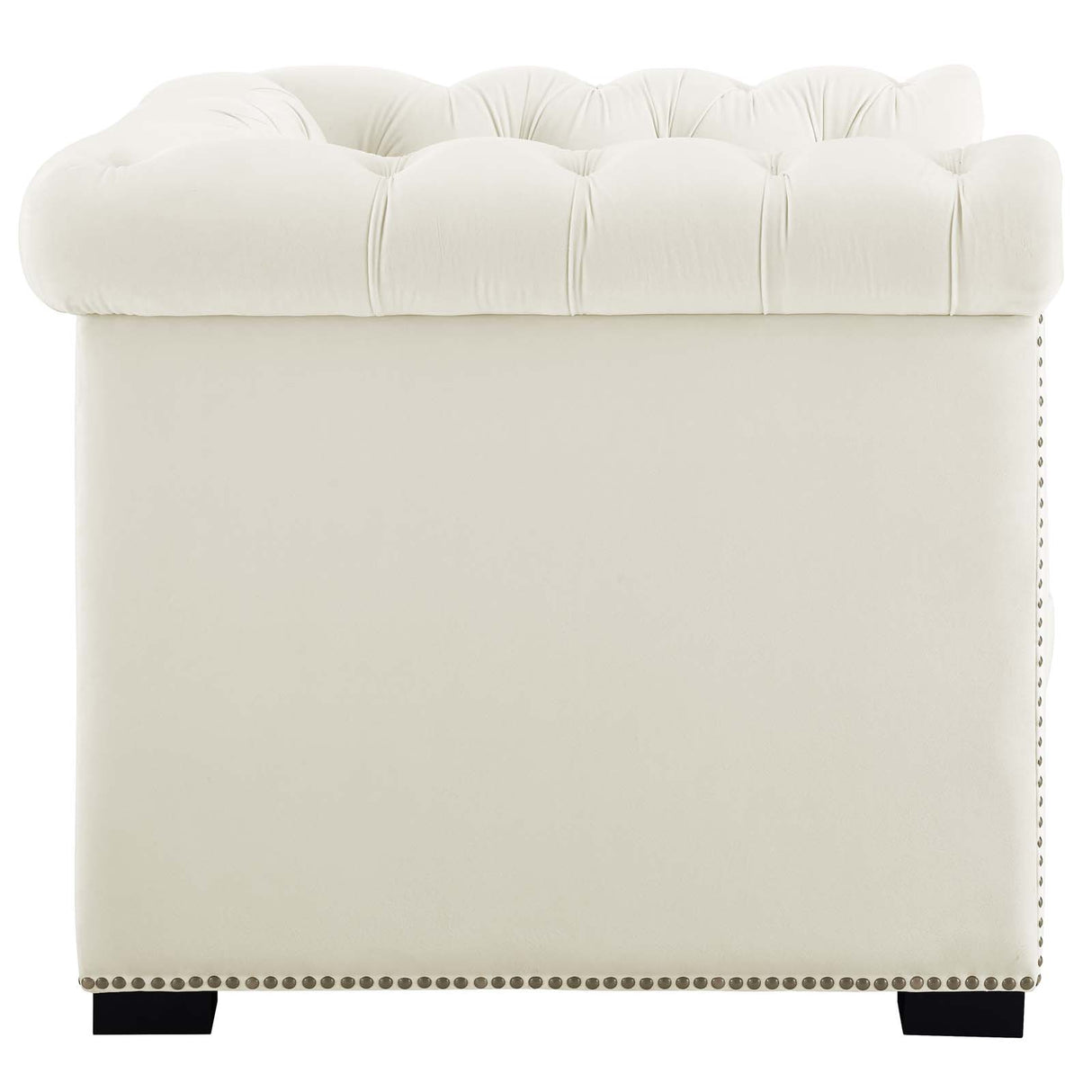 Modern Occasional Heritage Performance Velvet Armchair - Tufted Lounge Chair With Nailhead Trim - BUILDMYPLACE