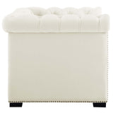 Modern Occasional Heritage Performance Velvet Armchair - Tufted Lounge Chair With Nailhead Trim - BUILDMYPLACE