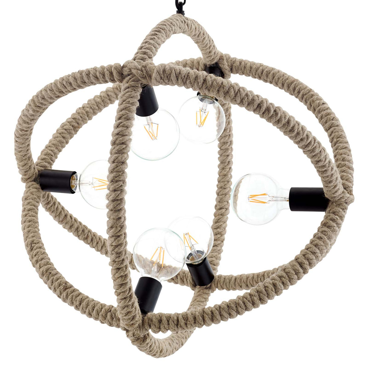 Modern Farmhouse Rope-Wrapped Transpose Pendant Chandelier - Brown Ceiling Light - BUILDMYPLACE