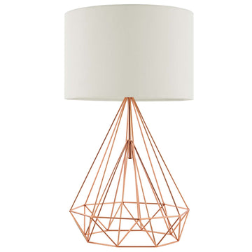 Precious Rose Gold Diamond-Shaped Table Lamp - Drum Shade - E26 60W Bulb (Not Included)