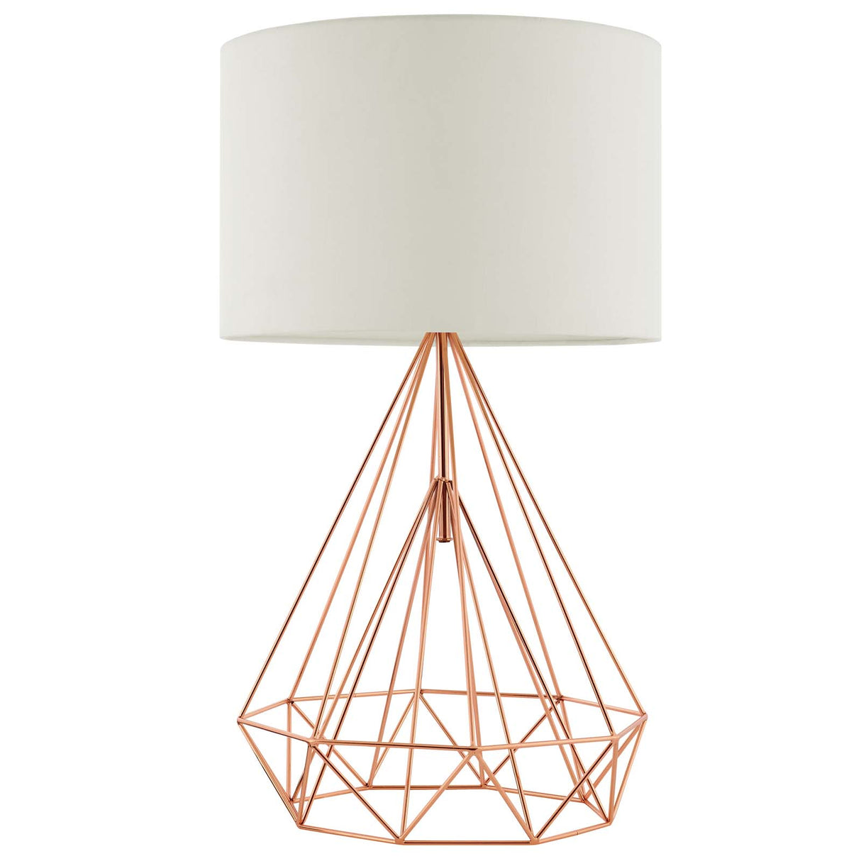 Precious Rose Gold Diamond-Shaped Table Lamp - Drum Shade - E26 60W Bulb (Not Included) - BUILDMYPLACE