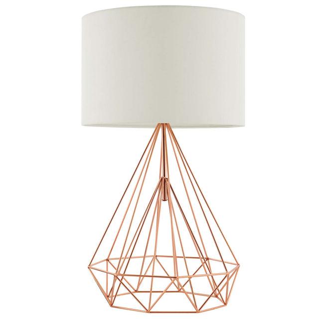 Precious Rose Gold Diamond-Shaped Table Lamp - Drum Shade - E26 60W Bulb (Not Included) - BUILDMYPLACE