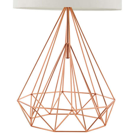 Precious Rose Gold Diamond-Shaped Table Lamp - Drum Shade - E26 60W Bulb (Not Included) - BUILDMYPLACE