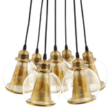 Rustic Modern Peak Cluster Pendant Chandelier - Yellow - Clear Glass Spheres - BUILDMYPLACE